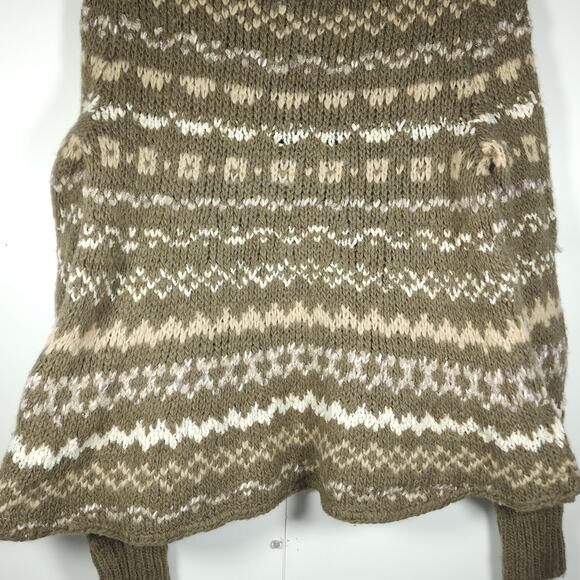 Free People Women Through the Storm Small Brown Knit Fair Isle Sweater Pullover - Picture 8 of 9